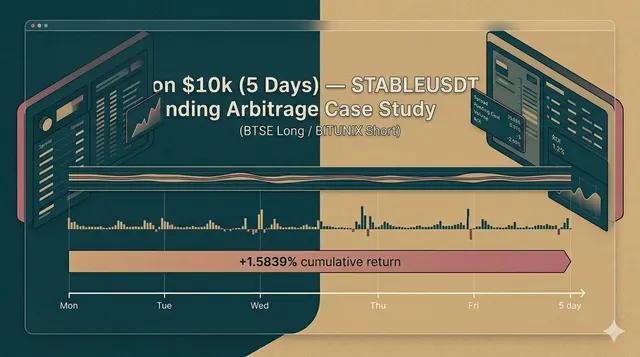 Client made more than $158.39 on $10k (5 Days) — STABLEUSDT Funding Arbitrage Case Study (BTSE Long / BITUNIX Short)